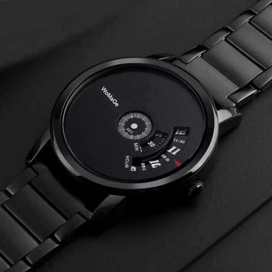 Black Stainless Steel Womage Unique Style Watch