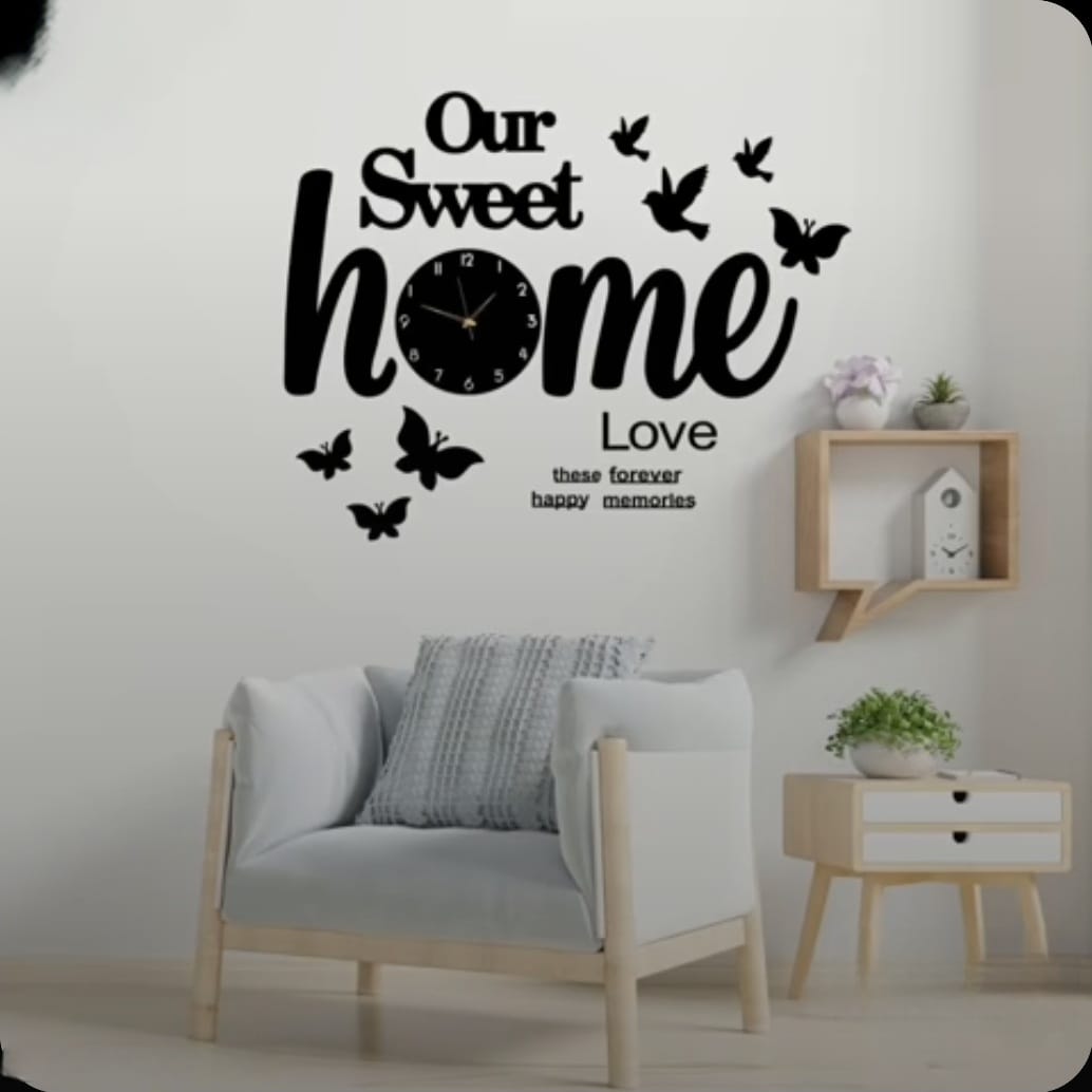 3D Wooden Wall Clock with LED Light