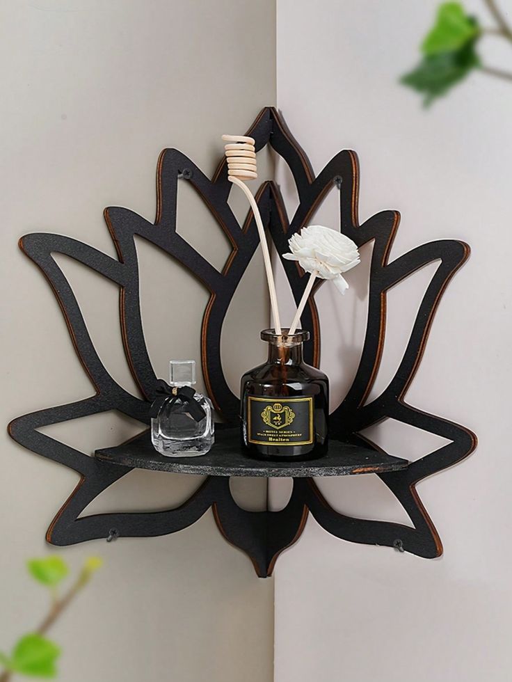 Premium Quality Lotus Shaped Wooden Wall Shelf Big Size