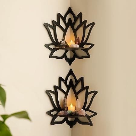 Premium Quality Lotus Shaped Wooden Wall Shelf Big Size