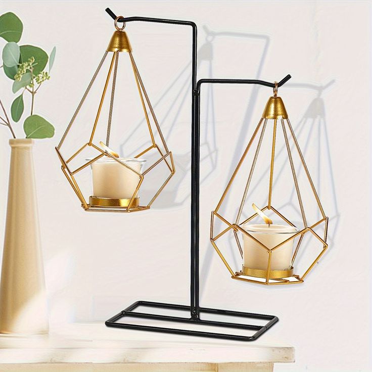 Modern Geometric Hanging Candle & Tealight Holder