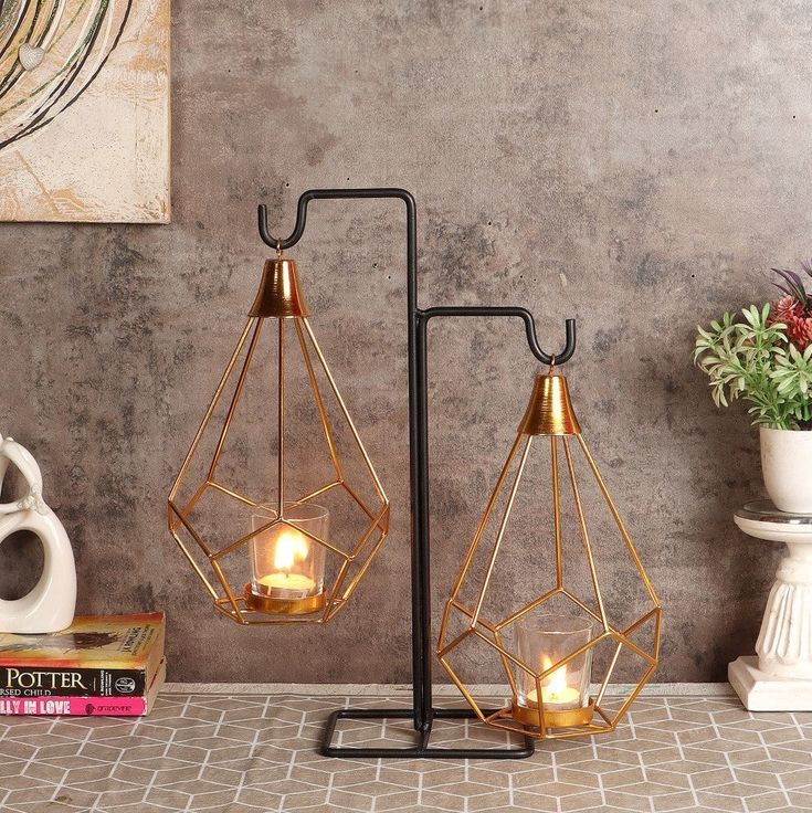 Modern Geometric Hanging Candle & Tealight Holder