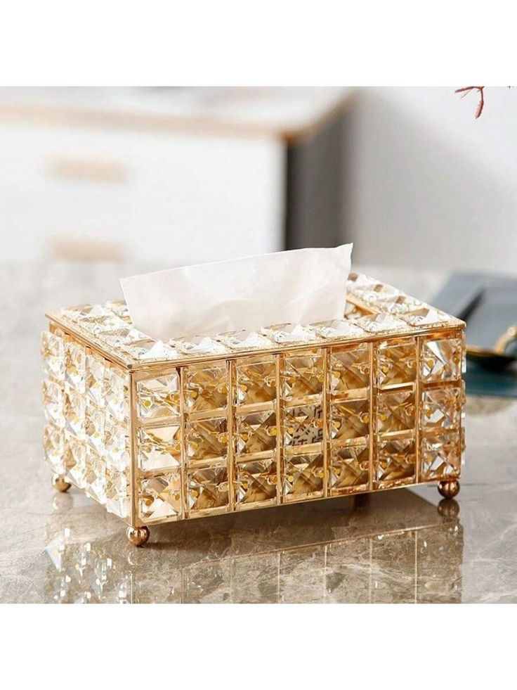 Luxury Crystal Tissue Box Holder | Elegant Decorative  Case