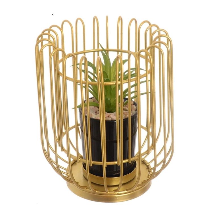 Luxury Freyana Metal Planter with Artificial Plant