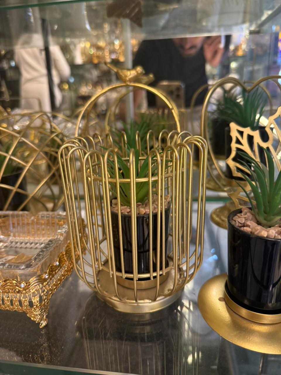 Luxury Freyana Metal Planter with Artificial Plant