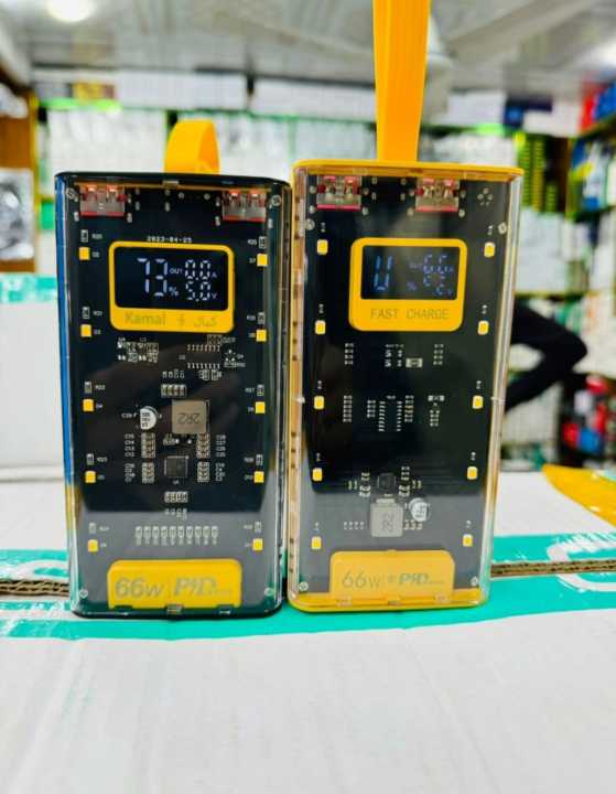 🔋 Super Fast Transparent Glass 20,000 mAh Power Bank – Built-in 4 Cables | Ultra-Powerful Lithium Battery
