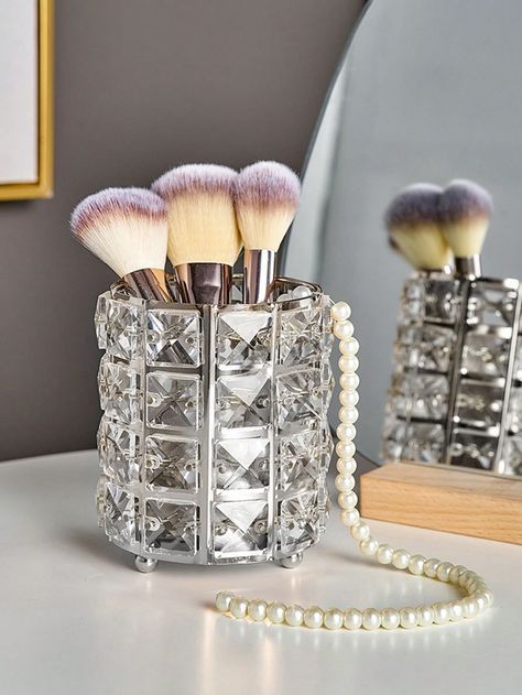 Luxury Crystal Makeup Brush Holder | Elegant Decorative Case