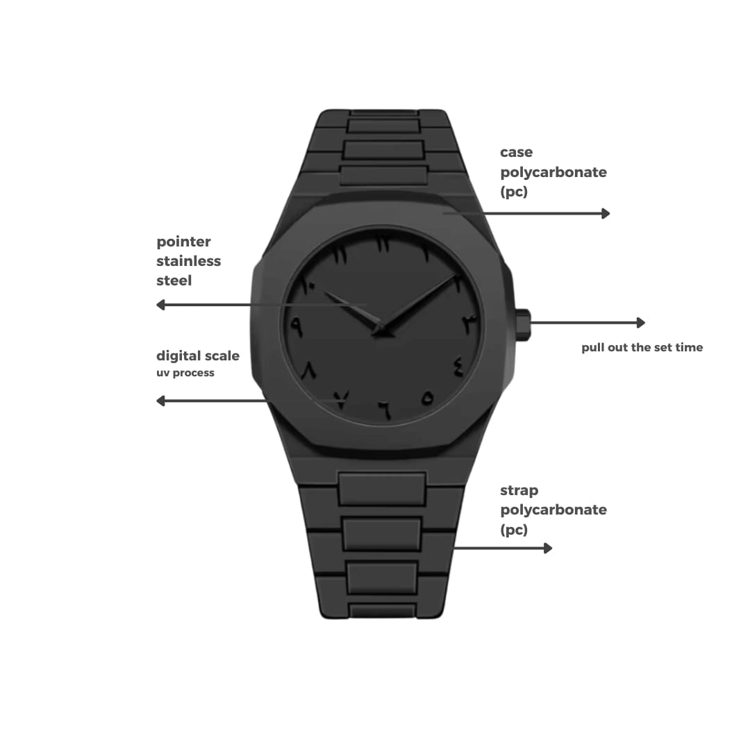 Black Arabic Aura Watch-100% Original (Stainless Steel)