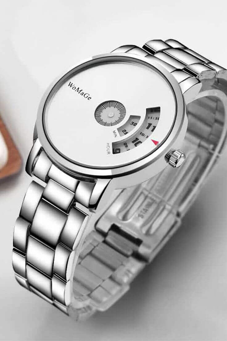 Black Stainless Steel Womage Unique Style Watch