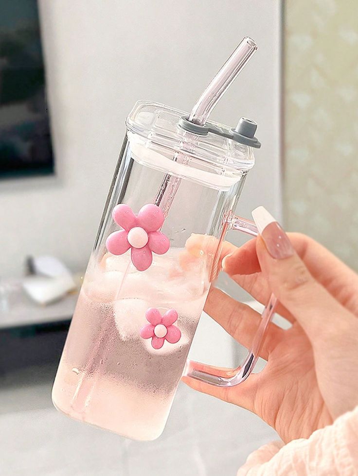 Square Shape Glass Cup with Handle & Lid (Pure Glass-No Plastic)