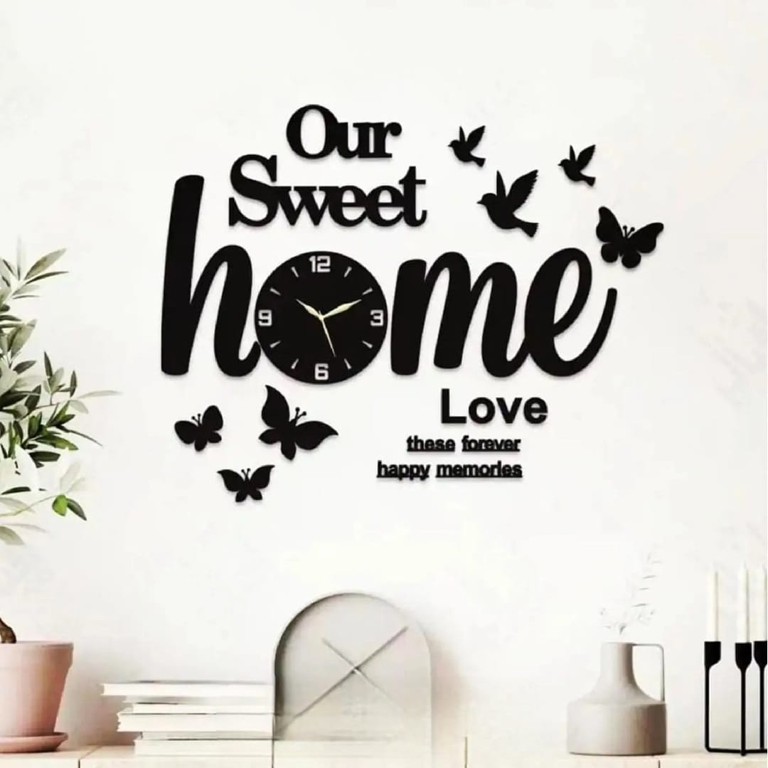 3D Wooden Wall Clock with LED Light