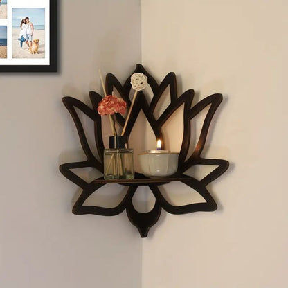 Premium Quality Lotus Shaped Wooden Wall Shelf Big Size