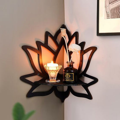 Premium Quality Lotus Shaped Wooden Wall Shelf Big Size