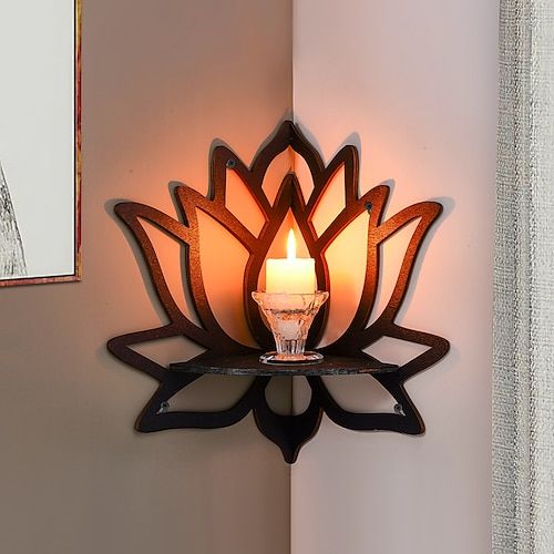 Premium Quality Lotus Shaped Wooden Wall Shelf Big Size