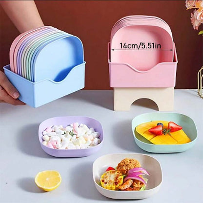 Premium Quality 10-Piece Plastic Colorful Plate Set