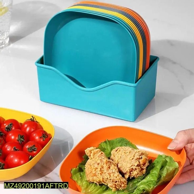 Premium Quality 10-Piece Plastic Colorful Plate Set