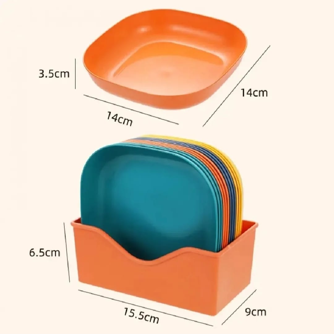 Premium Quality 10-Piece Plastic Colorful Plate Set