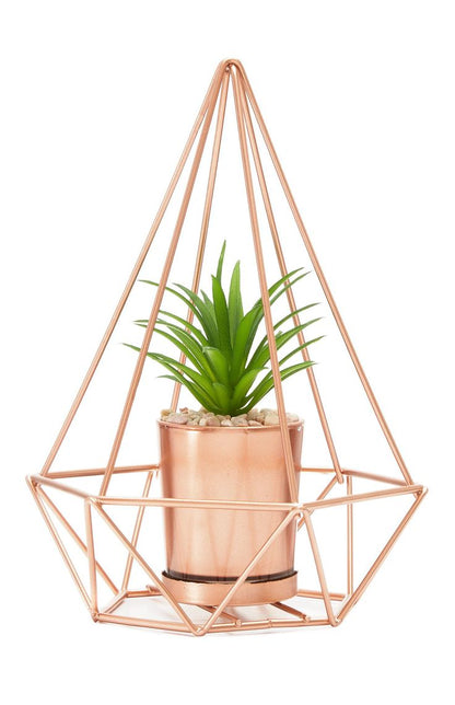 Luxury Feryana Metal Planter with Artificial Plant