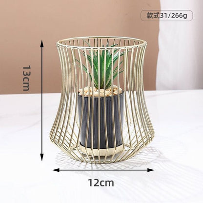 Premium Metal planter with realistic artificial plant
