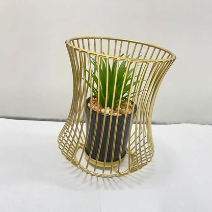 Premium Metal planter with realistic artificial plant