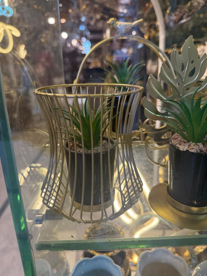 Premium Metal planter with realistic artificial plant
