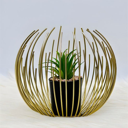 Crown Wrap Planter with Faux Plant-Pure Metal