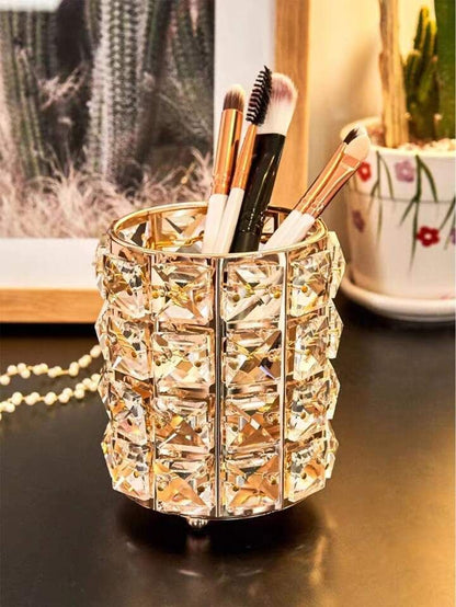 Luxury Crystal Makeup Brush Holder | Elegant Decorative Case