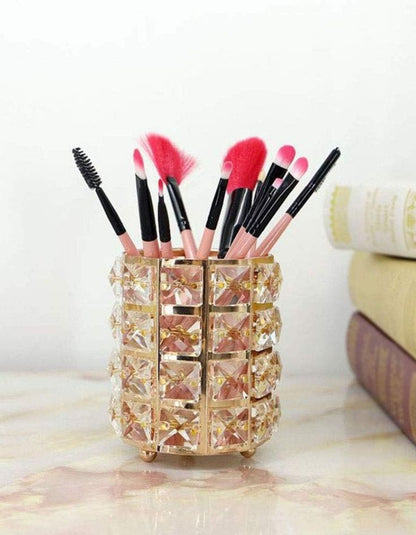 Luxury Crystal Makeup Brush Holder | Elegant Decorative Case
