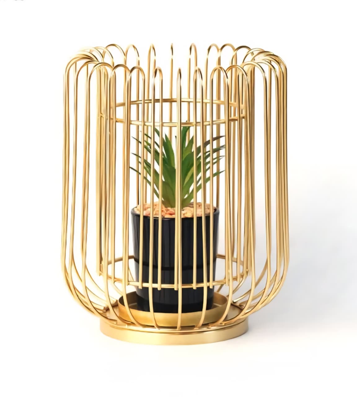 Luxury Freyana Metal Planter with Artificial Plant