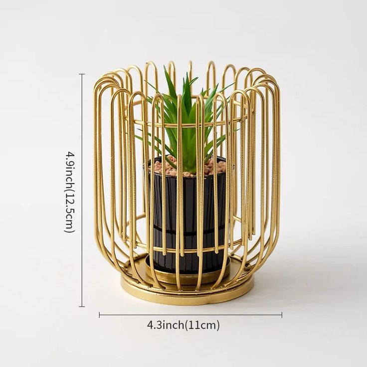 Luxury Freyana Metal Planter with Artificial Plant