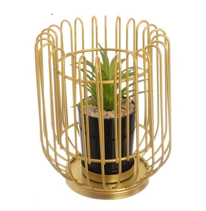 Luxury Freyana Metal Planter with Artificial Plant