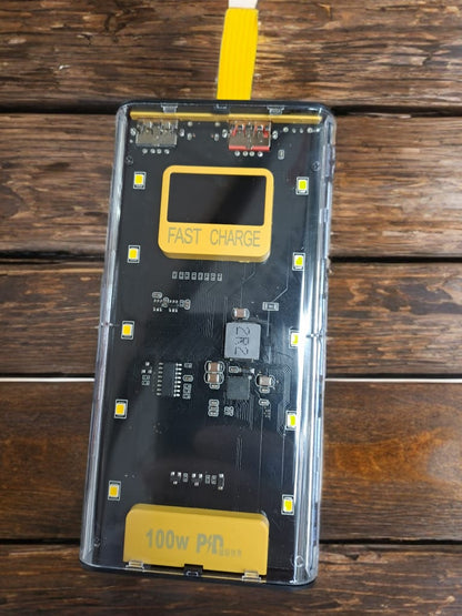 Fast Power Bank Transparent Glass 20,000 mAh-Lithium Battery