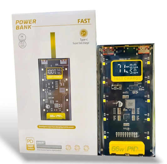 Fast Power Bank Transparent Glass 20,000 mAh-Lithium Battery