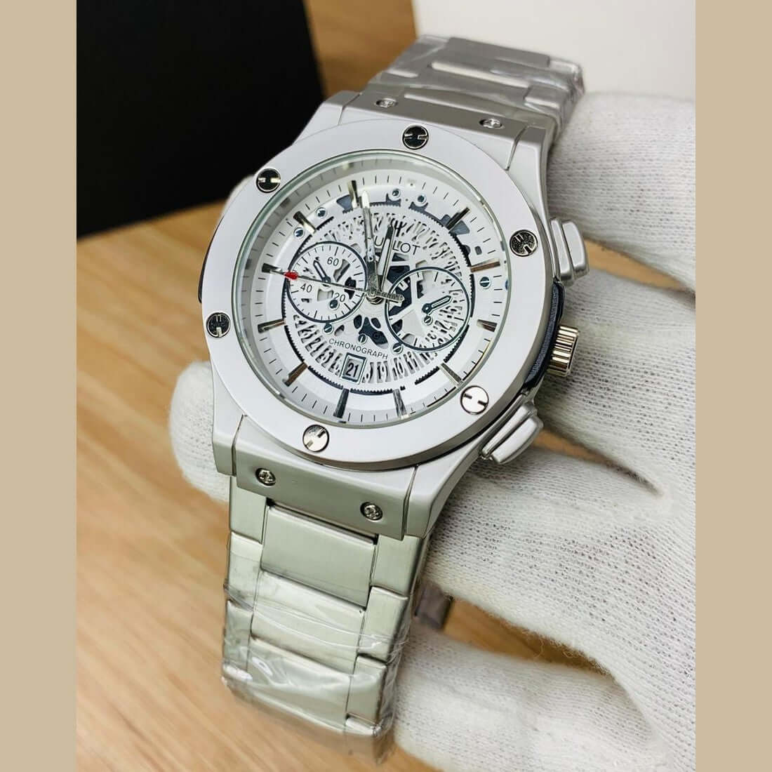 Premium Quality Hublot Watch- Stainless Steel-Skelton Dial
