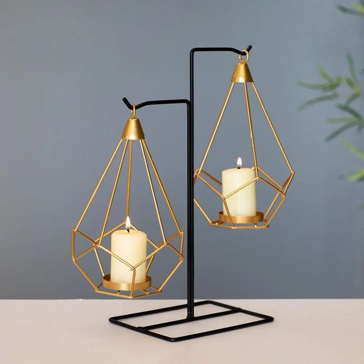 Modern Geometric Hanging Candle & Tealight Holder