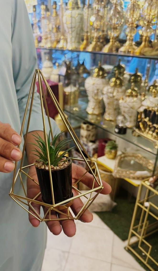 Luxury Feryana Metal Planter with Artificial Plant