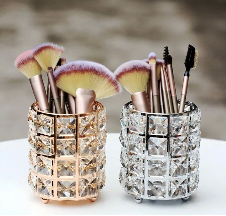 Luxury Crystal Makeup Brush Holder | Elegant Decorative Case
