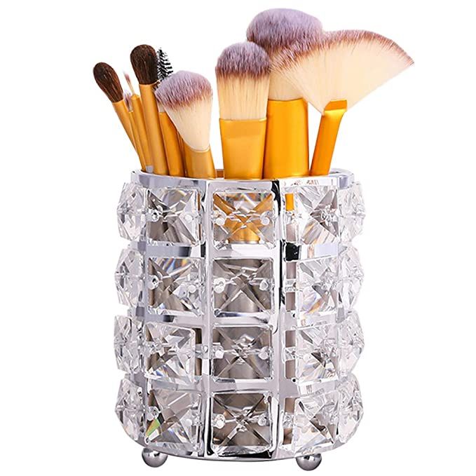 Luxury Crystal Makeup Brush Holder | Elegant Decorative Case