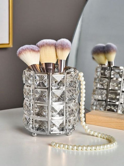 Luxury Crystal Makeup Brush Holder | Elegant Decorative Case