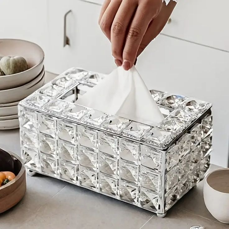 Luxury Crystal Tissue Box Holder | Elegant Decorative  Case
