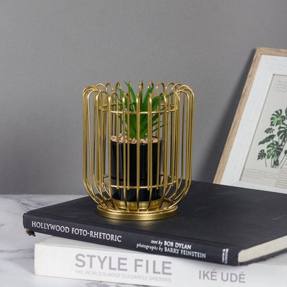 Luxury Freyana Metal Planter with Artificial Plant